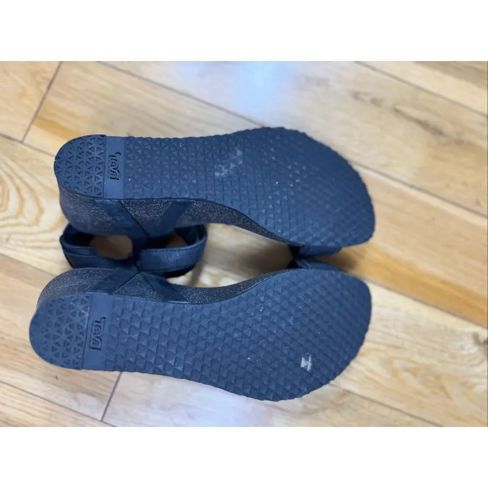 Teva Womens Black Wedge Sandals Size 8